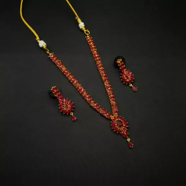 NS-2210007 - Regal Red Ruby Princess Necklace Set