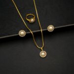 PS-2203001 - Classic American Diamond Pearl Pendant Set