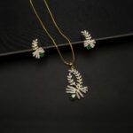 PS-2210003– American Diamond Emerald Studded Pendant Set