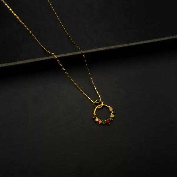 CH-2211001 - Gold Plated Multicolor Circle Necklace