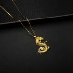 CH-2211007 - American Diamond Studded Gold Plated Dragon Necklace