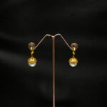 ER-2211005 - Gold Plated Pearl Drop Pinjada Hoop Earrings