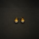 ER-2211005 - Gold Plated Pearl Drop Pinjada Hoop Earrings