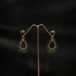 ER-2211006 - American Diamond & Blue Stone Dangle Earrings