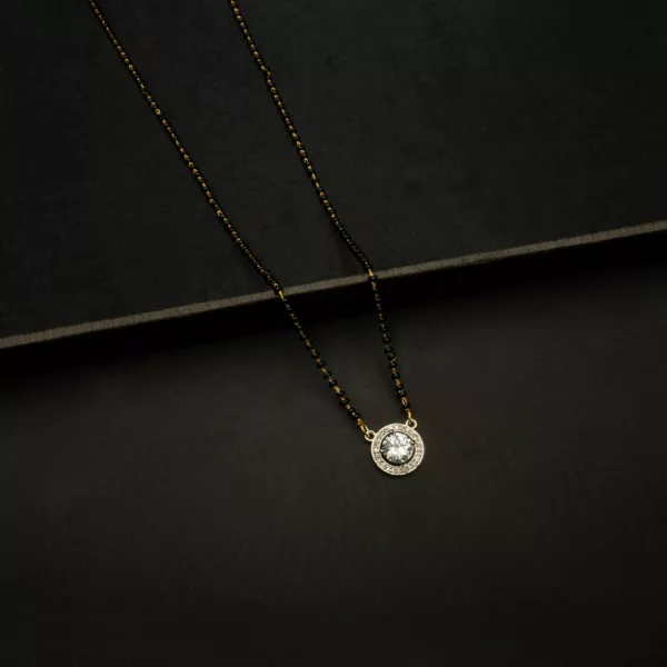 MA-2210002 - Minimal American Diamond Round Mangalsutra