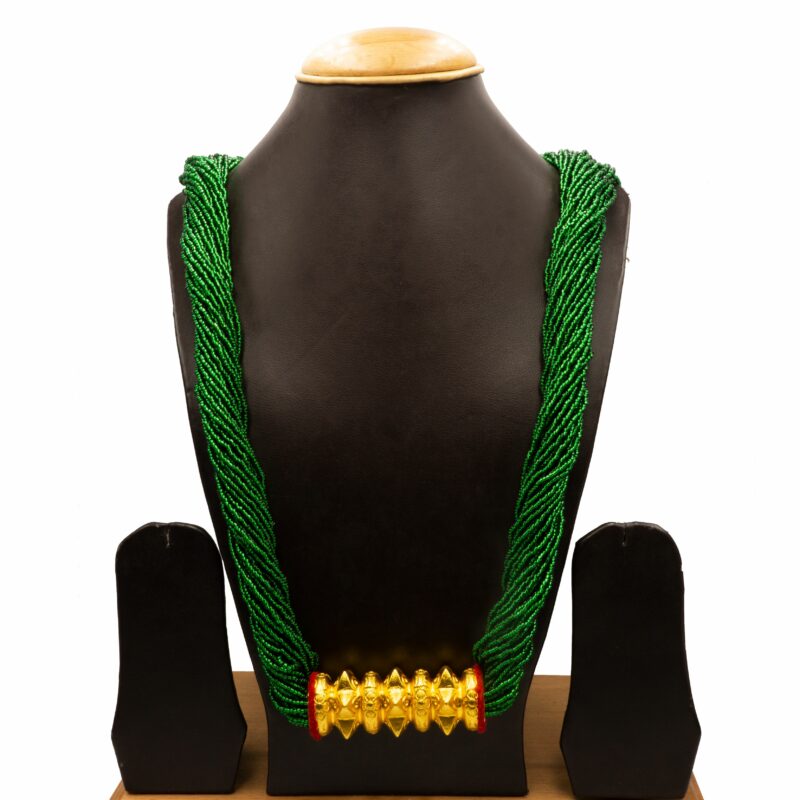 NS-2211002 - Tradtional Gold Plated Tilhari With Green Potey