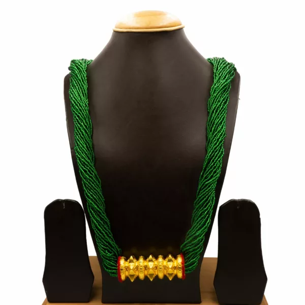 NS-2211002 - Tradtional Gold Plated Tilhari With Green Potey