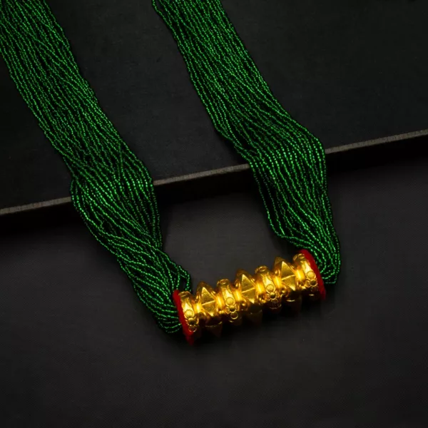 NS-2211002 - Tradtional Gold Plated Tilhari With Green Potey