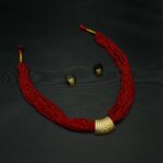 NS-2211003 - American Diamond Choker Set With Red Potey