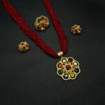 NS-2211004 - American Diamond Multicolor Navratna Necklace Set