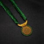 NS-2211006 - Gold Plated Long Necklace With Green Hydropotey