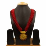 NS-2211006 - Gold Plated Long Necklace With Red Potey