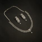 NS-2212006 - White Gold Plated American Diamond Princess Necklace Set