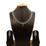 NS-2212006 - White Gold Plated American Diamond Princess Necklace Set