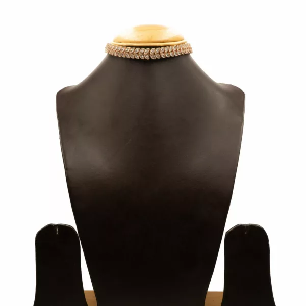 NS-2212007 - Radiant Rose Gold Plated American Diamond Choker Necklace