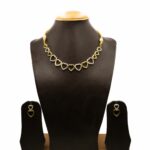 NS-2212013 - Gold Plated American Diamond Hearts Necklace Set
