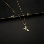 PS-2208005 - American Diamond Contemporary Flower Pendant Set