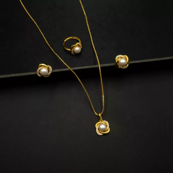 PS-2211002 - American Diamond Contemporary Pearl Pendant Set