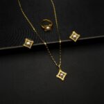 PS-2211003 - American Diamond Contemporary Pearl Pendant Set