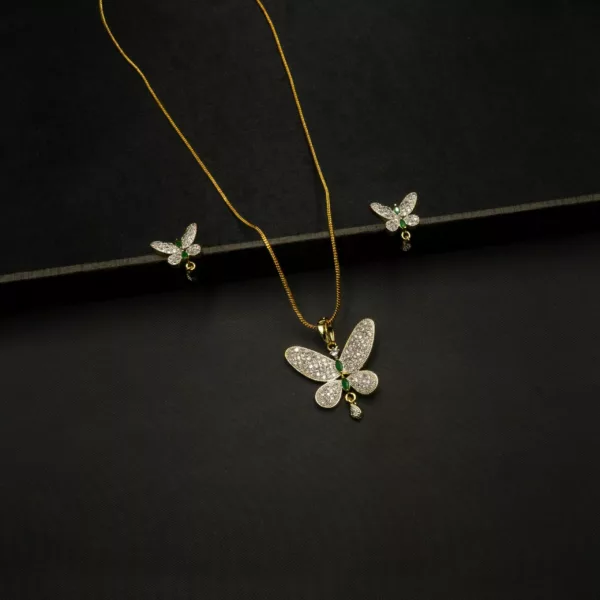 PS-2212001 - American Diamond Contemporary Butterfly Pendant Set