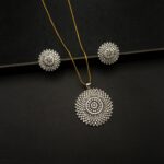 PS-2212011 - White Gold Plated American Diamond Pendant Set