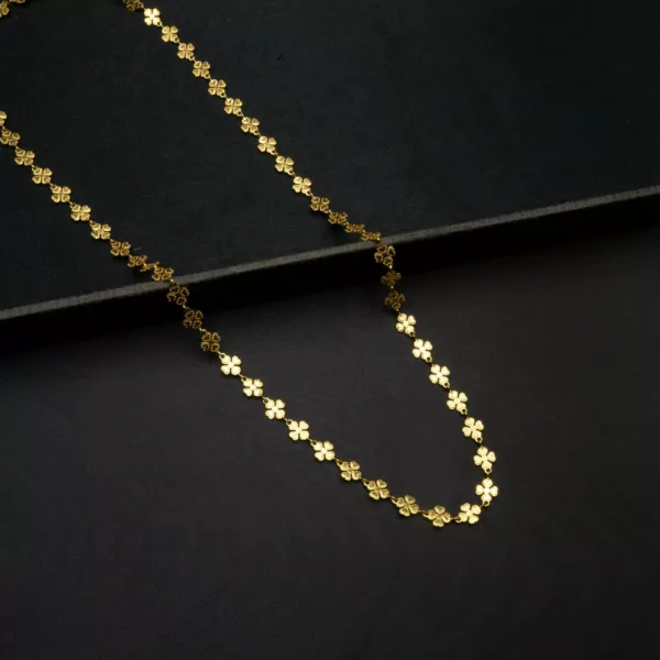 CH-2212010 - Gold Plated Contemporary Flower Chain Necklace