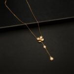 CH-2212017 - Gold Plated American Diamond Contemporary Flower Necklace