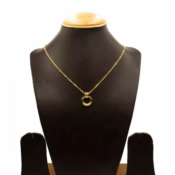 CH-2212018 - Gold Plated American Diamond Circle Necklace