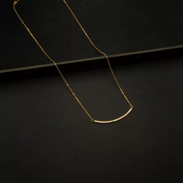 CH-2212019 - Gold Plated American Diamond Minimalist Bar Necklace