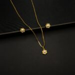 PS-2212018 - American Diamond Flower Design Pearl Pendant Set