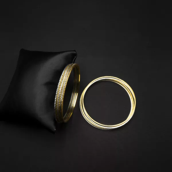 BA-2212001 - Gold & White Gold Plated 12 Pcs Set Bangle