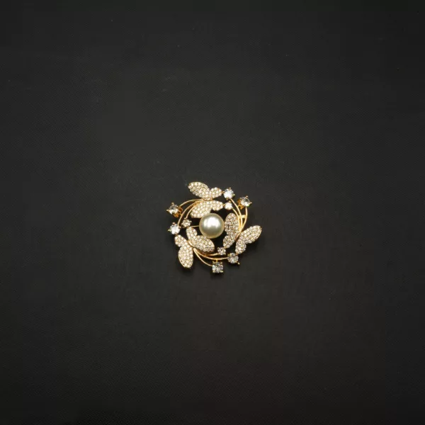 BR-2212001 - American Diamond Butterfly Circle Brooch