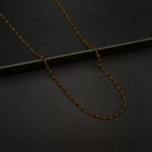 CH-2212026 - Red & Green Multicolor Crystal Chain Necklace