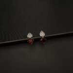 ER-2212032 - White Gold Plated American Diamond Ruby Drop Earrings