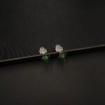 ER-2212033 - White Gold Plated American Diamond Emerald Drop Earrings