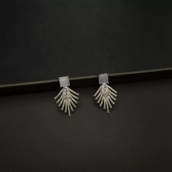 ER-2212045 - White Gold Plated American Diamond Drop Earrings