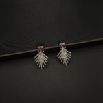 ER-2212046 - White Gold Plated American Diamond & Pink Stones Drop Earrings