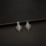 ER-2212047 - White Gold Plated American Diamond & Mint Stones Drop Earrings