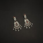 ER-2212052 - American Diamond & Ruby Stones Big Statement Earrings