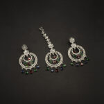ER-2212053 - American Diamond Multicolor Statement Earrings With Maang Tika
