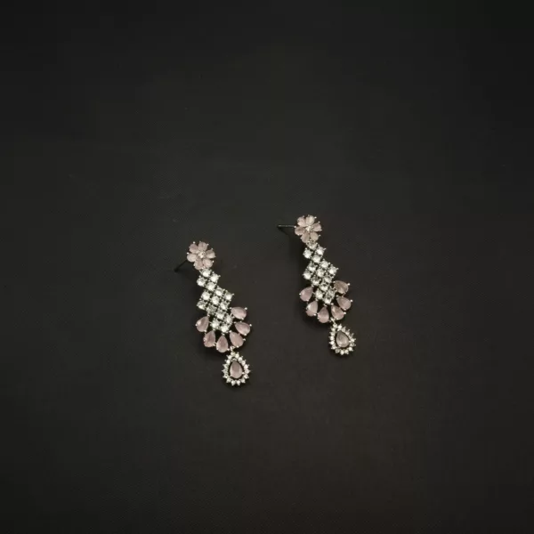 ER-2212054 - American Diamond & Pink Stones Earrings