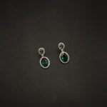 ER-2212056 - American Diamond & Green Stones Drop Earrings