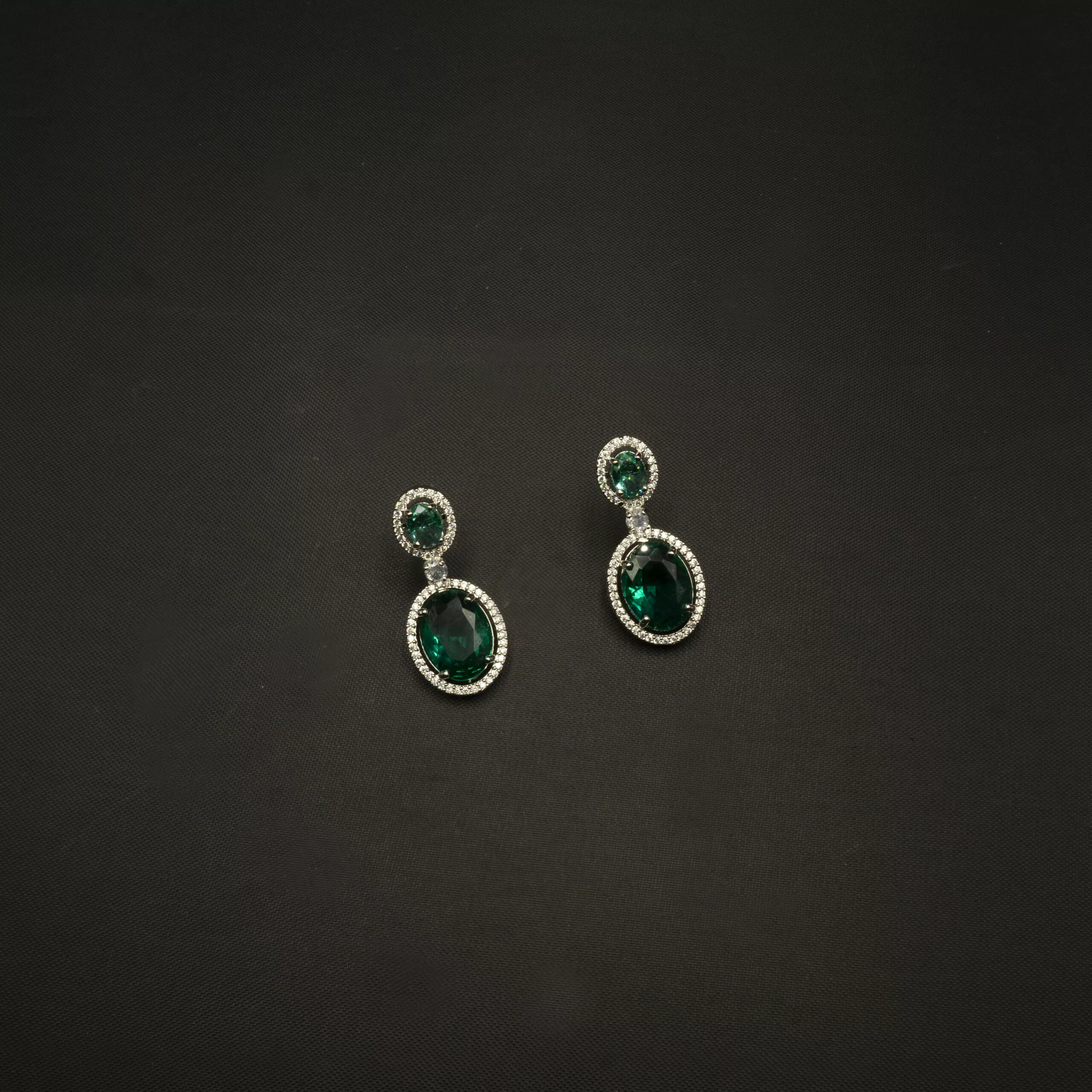 ER-2212056 - American Diamond & Green Stones Drop Earrings ER-2212056 - American Diamond & Green Stones Drop Earrings