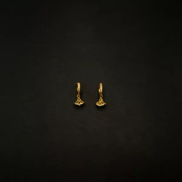 ER-2301003 - Gold Plated American Diamond Dangle Hoop Earrings