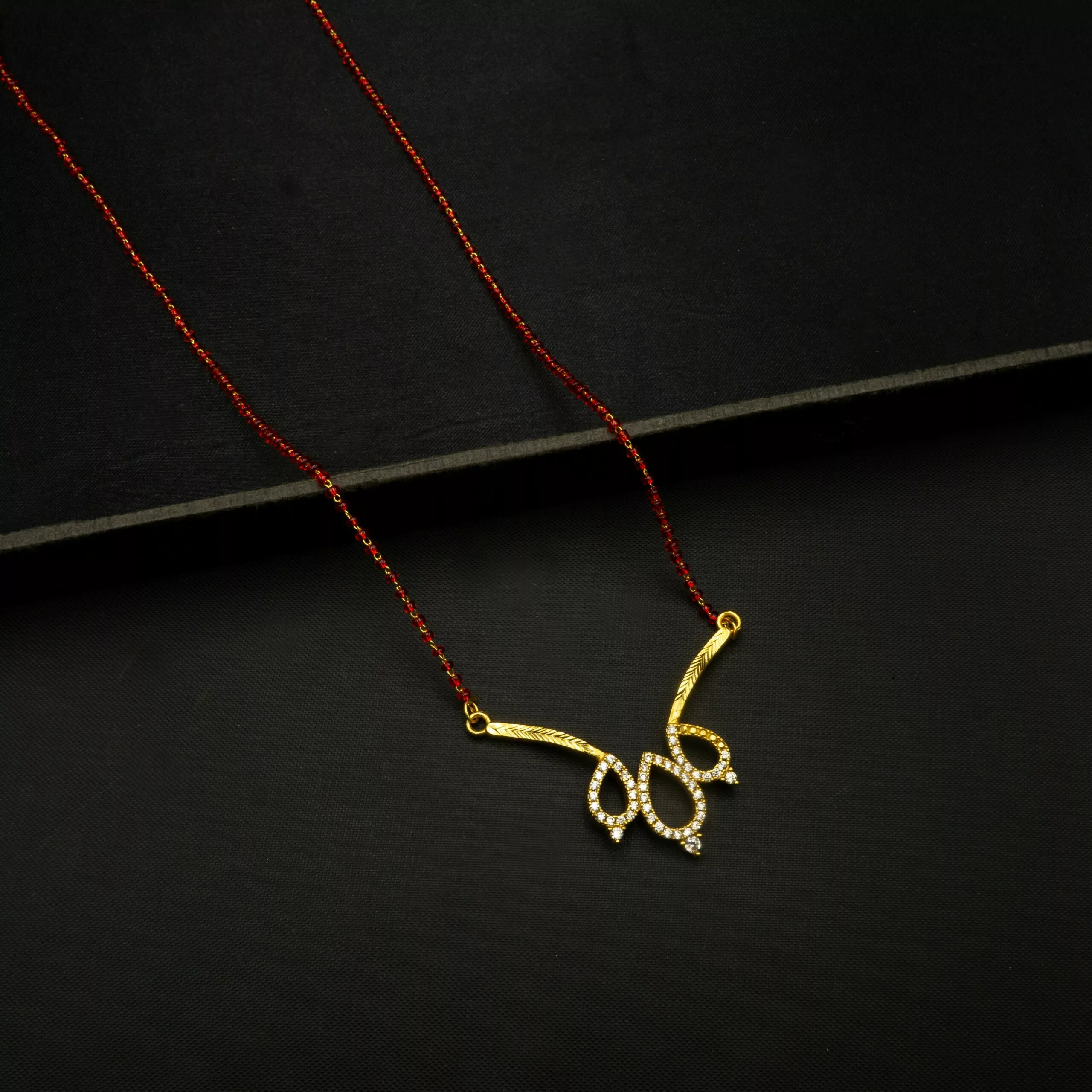 MA-2301001 - American Diamond Red Beads Mangalsutra MA-2301001 - American Diamond Red Beads Mangalsutra