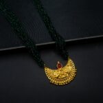 MA-2301005 - Gold Plated Traditional 34 Inches Green Hydropotey Long Mangalsutra