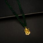 MA-2301006 - Traditional Green Hydropotey American Diamond Ganesh Mangalsutra