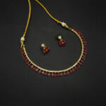 NS-2212026 - American Diamond Radiant Ruby Red Necklace Set