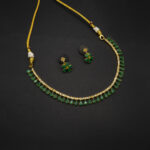 NS-2212027 - American Diamond Ecstatic Emerald Green Necklace Set