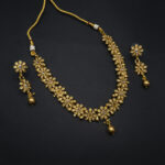 NS-2212030 - Antique Gold Finish Kundan Temple Necklace Set